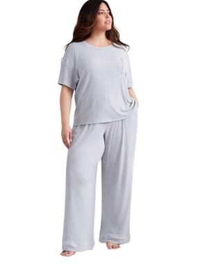 State of Day Pajama Set XL Gray Ribbed 2 Pc Lounge Sleepwear soft Stretch - NWT